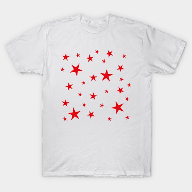 Red Stars Pattern T-Shirt by stuartjsharples